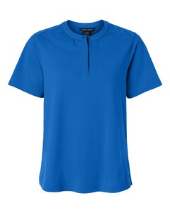 Devon & Jones DG102W Blue-Women's Seaton Pebble Textured Polo Blue