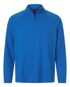 Devon & Jones DG402 Blue-Men's Seaton Pebble Textured Quarter-Zip Pullover Blue