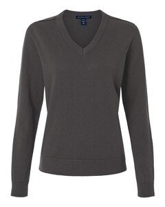 Devon & Jones DG445W Gray-Women's New Classics V-Neck Sweater Gray