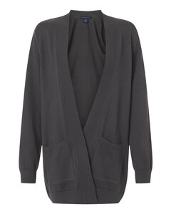 Devon & Jones DG447W Gray-Women's New Classics Open Cardigan Sweater Gray