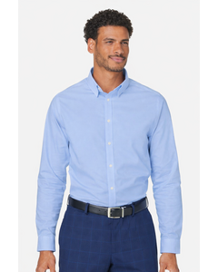 Devon & Jones DG505 Blue-CrownLux Performance&reg; Spencer Poplin Dress Shirt Blue