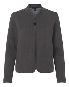Devon & Jones DG740W Gray-Women's Berkeley Textured Full-Zip Jacket Gray