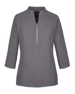 Women's Perfect Fit™ Three-Quarter Sleeve Crepe Tunic Gray Devon & Jones DP611W Gray