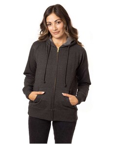 Women's Heathered Full-Zip Hooded Sweatshirt Gray econscious EC4580 Gray