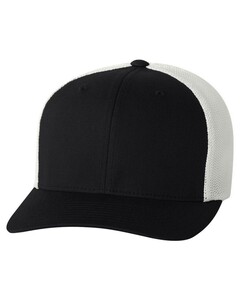 FlexFit 6511 Black-Fitted Trucker Hat Black