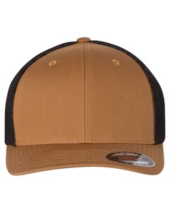 FlexFit 6511 Brown-Fitted Trucker Hat Brown