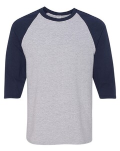 Gildan 5700 Gray-Heavy Cotton Three-Quarter Raglan Sleeve T-Shirt Gray