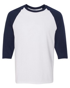 Gildan 5700 White-Heavy Cotton Three-Quarter Raglan Sleeve T-Shirt White