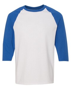 Gildan 5700 White-Heavy Cotton Three-Quarter Raglan Sleeve T-Shirt White