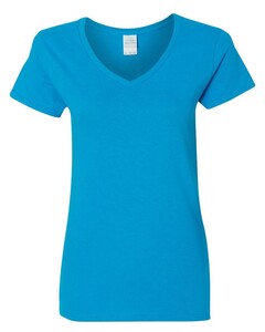 Women's Heavy Cotton V-Neck T-Shirt Blue-Green Gildan 5V00L Blue-Green