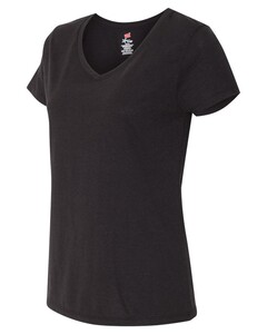 Hanes 42VT Black-Women's Perfect-T Triblend V-Neck T-Shirt Black