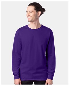 Bulk Purple Hanes Long Sleeve T-Shirts 