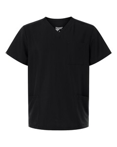 Hanes HMB002 Black-Men's V-Neck 3 Pocket Scrub Top Black