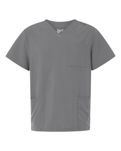 Hanes HMB002 Gray-Men's V-Neck 3 Pocket Scrub Top Gray