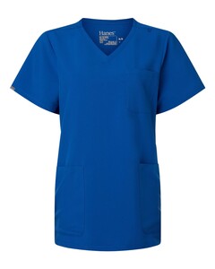 Hanes HSB002 Blue-Women's V-Neck 3 Pocket Scrub Top Blue