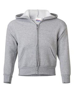 EcoSmart Youth Full-Zip Hooded Sweatshirt Gray Hanes P480 Gray