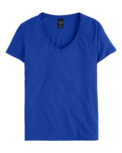 Hanes S04V Blue-Women's' V-Neck Nano-T Blue