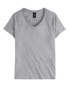 Hanes S04V Gray-Women's' V-Neck Nano-T Gray