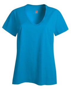Women's' V-Neck Nano-T Blue-Green Hanes S04V Blue-Green