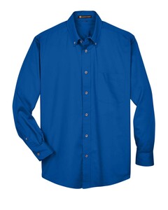 Harriton M500 Blue-Men's Easy Blend™ Long Sleeve Twill Shirt Blue
