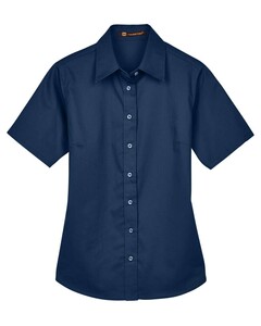 Women's Easy Blend™ Short Sleeve Twill Dress Shirt with Stain-Release Navy Harriton M500SW Navy