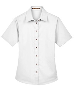 Women's Easy Blend™ Short Sleeve Twill Dress Shirt with Stain-Release White Harriton M500SW White