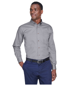 Men's Tall Easy Blend™ Long Sleeve Twill Dress Shirt Gray Harriton M500T Gray