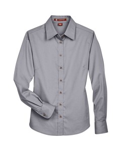 Women's Easy Blend™ Long Sleeve Twill Dress Shirt with Stain-Release Gray Harriton M500W Gray