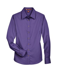 Harriton M500W Purple-Women's Easy Blend™ Long Sleeve Twill Dress Shirt with Stain-Release Purple