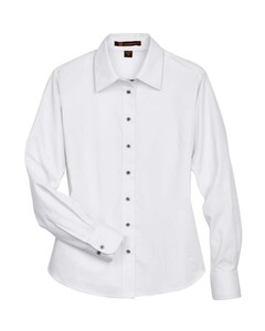 Women's Easy Blend™ Long Sleeve Twill Dress Shirt with Stain-Release White Harriton M500W White