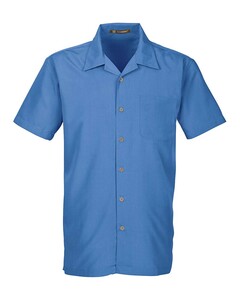 Harriton M560 Blue-Barbados Textured Camp Shirt Blue