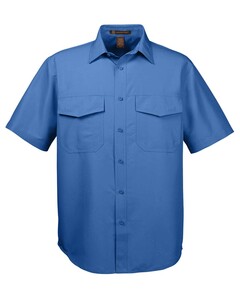 Harriton M580 Blue-Key West Short Sleeve Performance Staff Shirt Blue