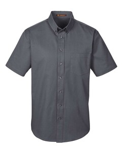 Foundation Short Sleeve Cotton Twill Dress Shirt with Teflon Gray Harriton M582 Gray