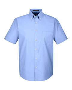 Harriton M600S Blue-Men's Oxford Short Sleeve with Stain-Release Blue