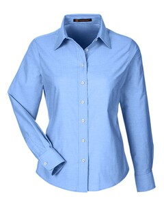 Harriton M600W Blue-Women's Long Sleeve Oxford Dress Shirt Blue