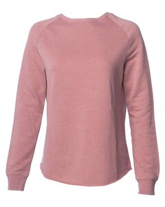Independent Trading PRM2000 Pink-Women's California Wave Wash Crewneck Sweatshirt Pink