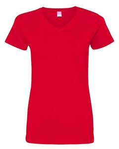 Women's V-Neck Fine Jersey T-Shirt Red L.A.T. Apparel 3507 Red