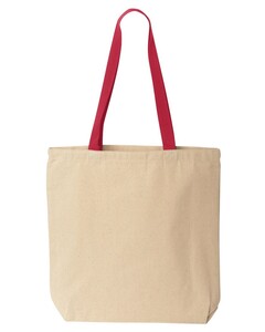 Gusseted 10 Ounce Natural Tote with Colored Handle Natural Liberty Bags 8868 Natural