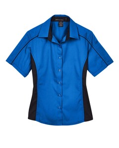 Women's Fuse Colorbloack Twill Short Sleeve Shirt Blue North End 77042 Blue