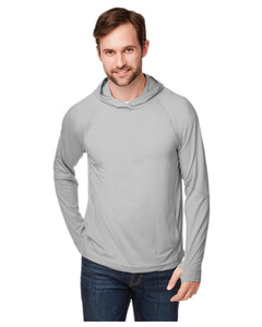 North End NE105 Gray-JAQ Stretch Performance Hooded Long Sleeve T-Shirt Gray