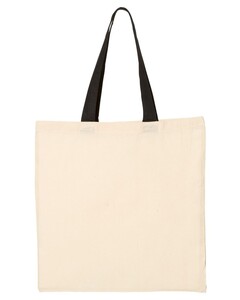 Economical Tote with Contrast-Color Handles Natural Q-Tees QTB6000 Natural
