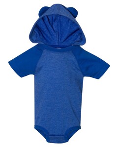 Infant Raglan Onesie with Hood & Ears Blue Rabbit Skins 4417 Blue