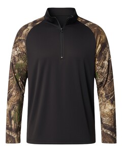 RealTree RT5703 Camo-Unisex Realtree&reg; Performance Colorblocked Quarter-Zip Pullover Camo