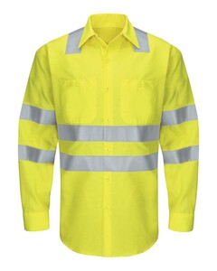 Enhanced & Hi-Visibility Long Sleeve Work Shirt Safety Red Kap SY14 Safety