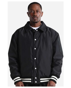 Shaka Wear CVBJ Black-Unisex Collared Varsity Jacket Black