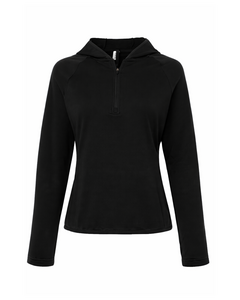 Team 365 TT200W Black-Women's Qualify Quarter-Zip Hooded Pullover Black