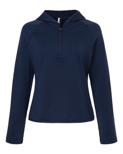 Team 365 TT200W Navy-Women's Qualify Quarter-Zip Hooded Pullover Navy
