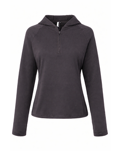 Team 365 TT200W Gray-Women's Qualify Quarter-Zip Hooded Pullover Gray