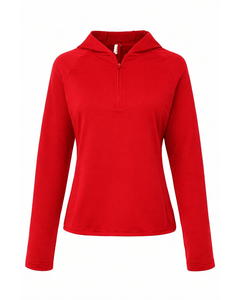 Team 365 TT200W Red-Women's Qualify Quarter-Zip Hooded Pullover Red