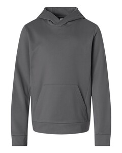 Team 365 TT400Y Gray-Youth Squad Hooded Tech Fleece Pullover Gray